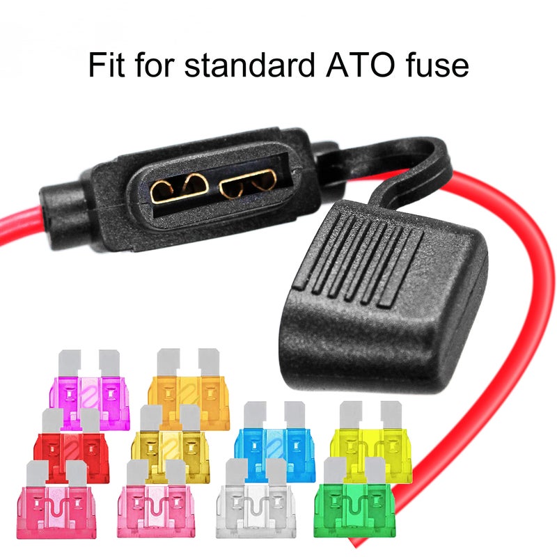 VANTRONIK Waterproof Medium Inline Fuse Holder with 14 Gauge AWG Wire 10 Inches Long, Fit for ATO ATC Standard Blade Fuse in Vehicle/Boat/RV/Tractor, 6 Pack - Image 4